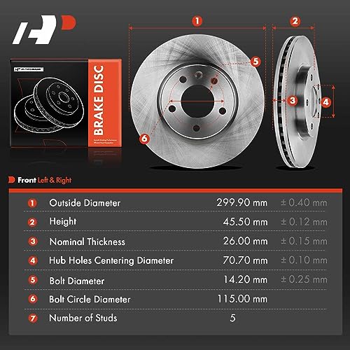 A-Premium 11.81 inch (300mm) Front Vented Disc Brake Rotors Compatible with Select Chevy and Buick Models - Equinox, Malibu, Cruze, Orlando, Trailblazer, Volt, LaCrosse, Verano, Encore GX, 2-PC Set - Image 5
