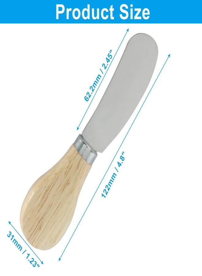 Marvexi 6Pcs Cheese Spreader Knives Stainless Steel Peanut Butter Spreader with Wooden Handle for Cheese, Cream, Jam, Peanut butter - Image 4