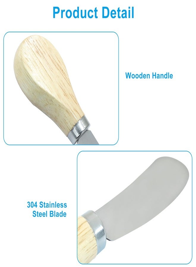 Marvexi 6Pcs Cheese Spreader Knives Stainless Steel Peanut Butter Spreader with Wooden Handle for Cheese, Cream, Jam, Peanut butter - Image 3