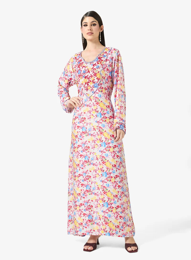 ارابيان كلوزيت Embellished Belted Jalabiya