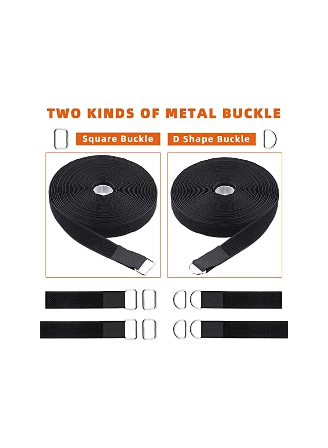 Green Tiger 25mm*10m Hook and Loop Straps with 50 Thick Metal Buckles Square Rings D Rings, Adjustable fastening cable straps Reusable Cut to Length Cable Ties Nylon Cinch Straps for Organizer or Storage - Image 3