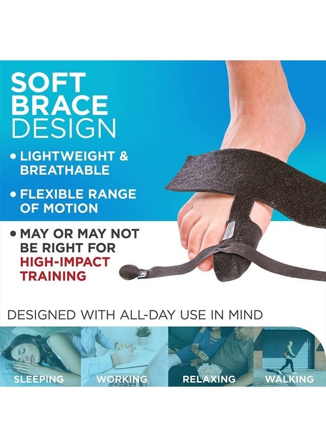 BraceAbility - Turf Toe Brace - Soft Big Toe Taping Splint Straightener Wrap with Support Straps for Sprains and Hallux Rigidus Relief (Left Foot) - Image 1