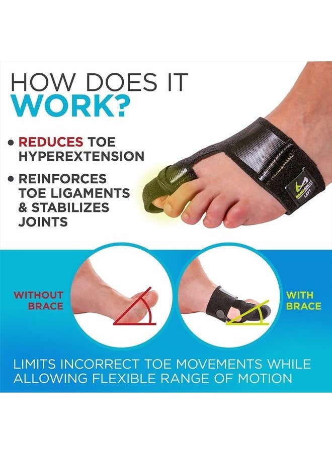BraceAbility - Turf Toe Brace - Soft Big Toe Taping Splint Straightener Wrap with Support Straps for Sprains and Hallux Rigidus Relief (Left Foot) - Image 1