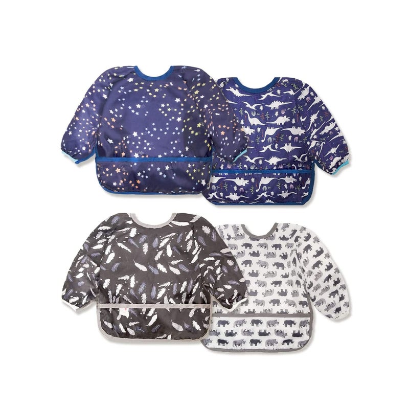 SOLARAE Baby Bibs for Boys Girls - Long Sleeve Bib, Eating Smock Bibs, Baby Bibs, Weaning Bib, Smock Bibs, Mess Proof Baby Bib, Full Sleeve Bib Outfit, Waterproof Sleeved Bib, Machine Washable - Image 1