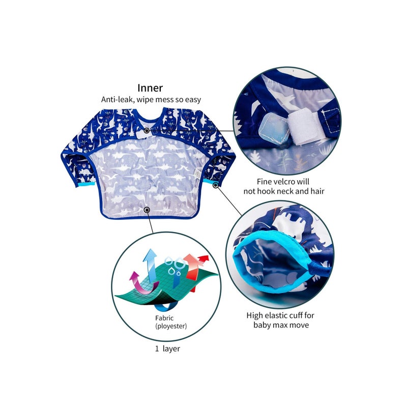 SOLARAE Baby Bibs for Boys Girls - Long Sleeve Bib, Eating Smock Bibs, Baby Bibs, Weaning Bib, Smock Bibs, Mess Proof Baby Bib, Full Sleeve Bib Outfit, Waterproof Sleeved Bib, Machine Washable - Image 3