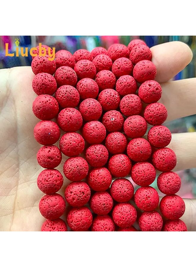 خرز أحجار طبيعية بقطر 6 مم، حوالي 62 قطعة، بلون أحمر غامق، لصنع المجوهرات والأساور والقلائد والأقراط وتصميمات القلادات، وخيوط الخرز، وتغليف الأسلاك، والحرف اليدوية من الراتينج. - Image 2