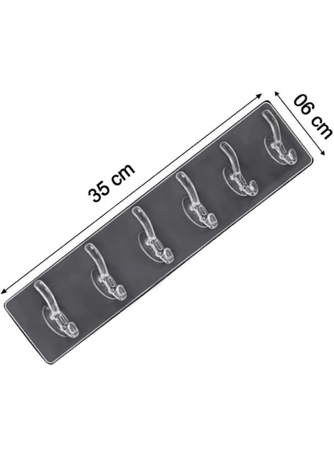 Adhesive Wall Hanger Hooks for Hanging Clothes Strong Self Adhesive Magic Sticker Home Kitchen Bathroom Bedroom Door Organizers Accessories Items (TRANSPARENT-6-HOOK-HANGER) - Image 5