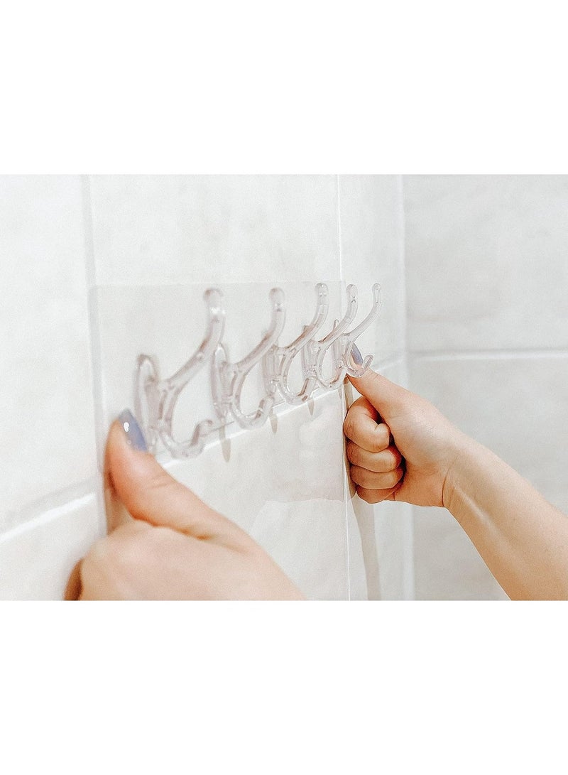 Adhesive Wall Hanger Hooks for Hanging Clothes Strong Self Adhesive Magic Sticker Home Kitchen Bathroom Bedroom Door Organizers Accessories Items (TRANSPARENT-6-HOOK-HANGER) - Image 4