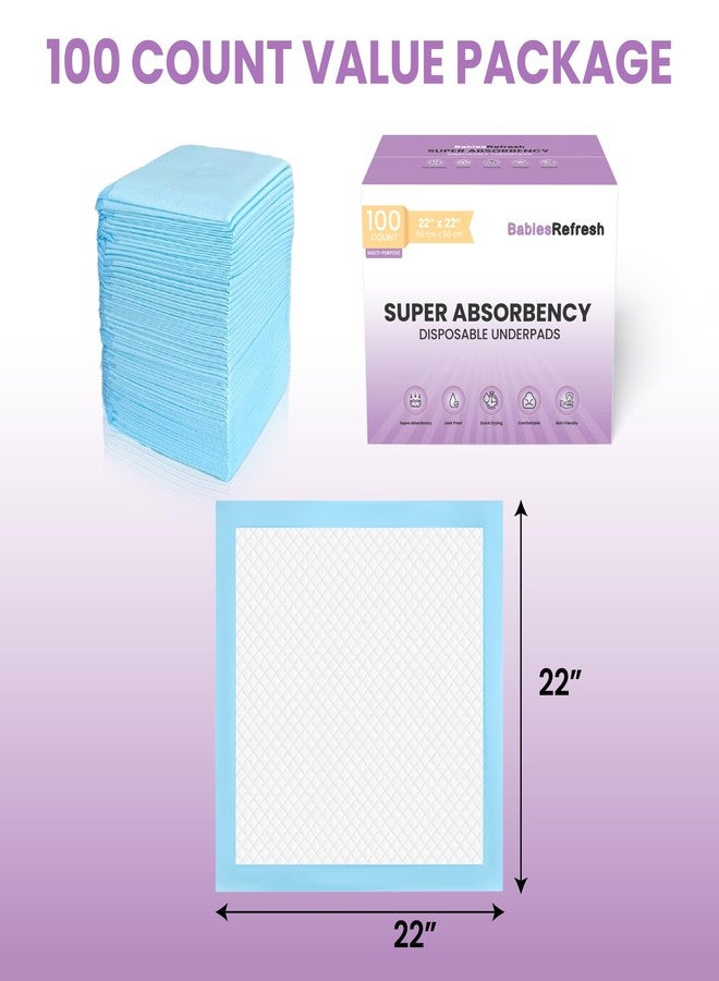 BabiesRefresh 100 Count Super Absorbency Disposable Underpads, Leakproof Quick Drying Disposable Pads for Baby, Puppy and Adults, Disposable Changing Pads for Baby, Disposable Diaper Changing Pads, 22” x 22” - Image 4