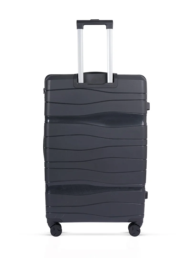 MNUK Viajero Set of 2 Luggage | PP Material Hard-side Smooth and Comfortable Luggage Trolley with TSA Lock | Double 360° 4 Wheeler| Cabin, Large| Black