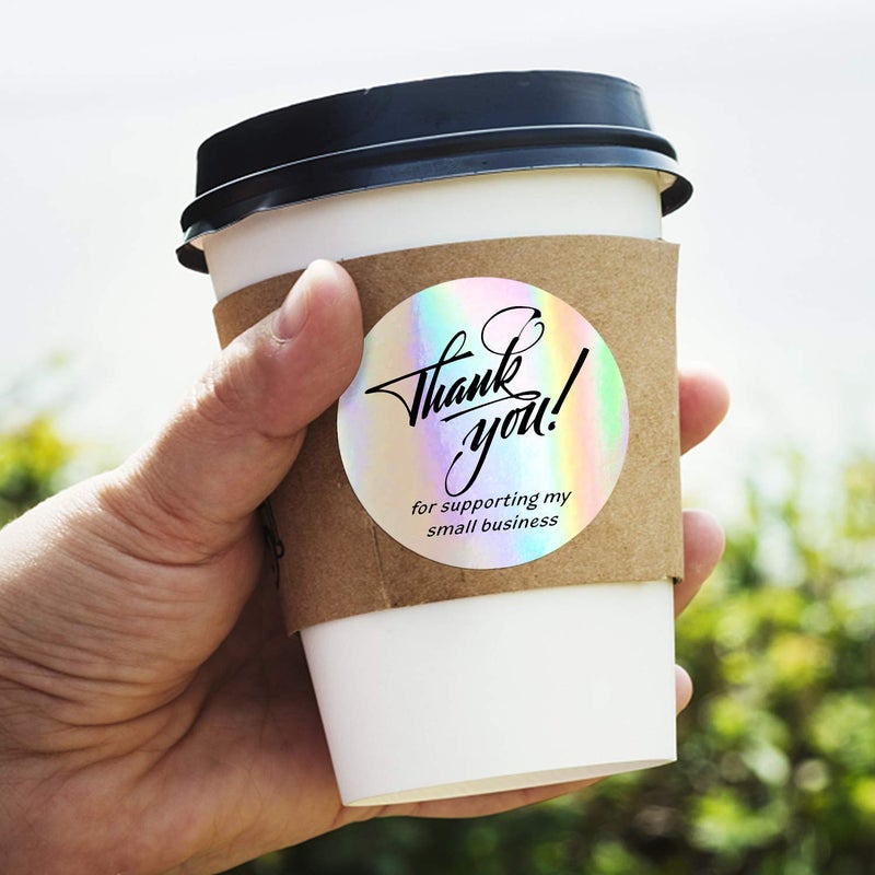 Padike 1.5" Thank You for Supporting My Small Business Stickers, 4 Designs, Highly Recommended for Small Business Owners and Online Sellers, 500 Labels Per Roll (Glitter Silver & Black, 1.5inch) - Image 4