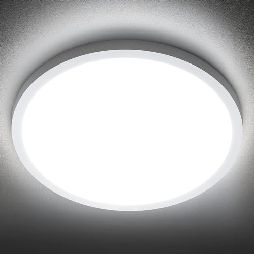SunRider LED Flush Mount Ceiling Light Fixture, 6000K Cool White, 2400LM, 12 Inch 24W Modern Round Flat Lights, 240W Equiv. Panel Lamp, Non-Dimmable - Image 1