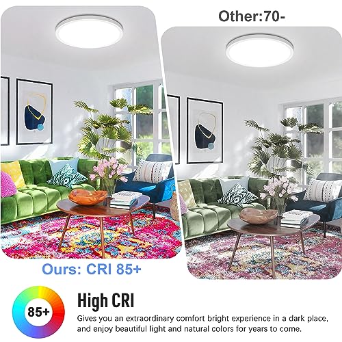 SunRider LED Flush Mount Ceiling Light Fixture, 6000K Cool White, 2400LM, 12 Inch 24W Modern Round Flat Lights, 240W Equiv. Panel Lamp, Non-Dimmable - Image 5