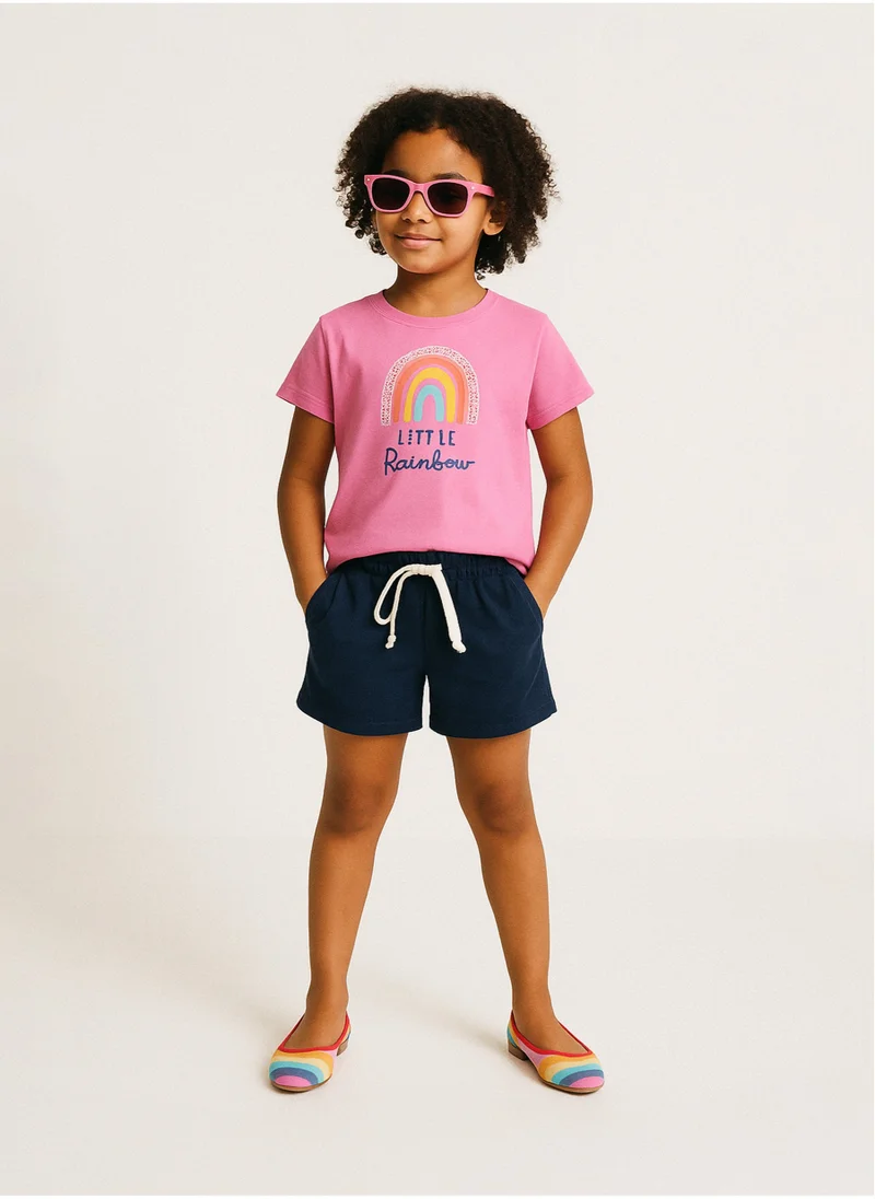 MINOTI Teen Girls' Jersey Shorts With Elastic Waistband, Drawstring and Pockets