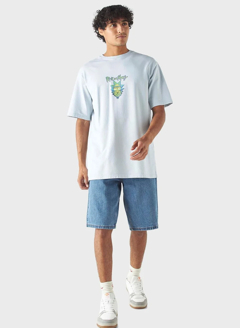 SP Characters Rick And Morty Print Crew Neck T-Shirt