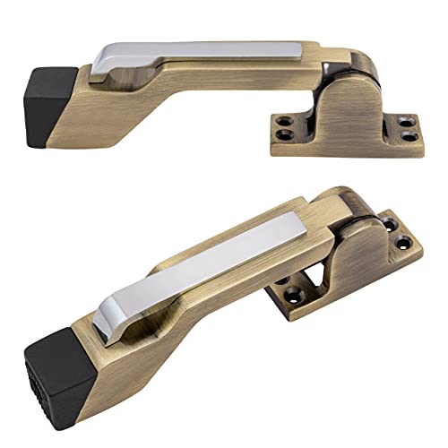 Atom Door Stopper | Kickdown Door Stop with One Touch | Adjustable Height & Rubber Tip 1.5 Inches, Door Stops (Brass Antique Finish, DS002), Pack of 5 - Image 2