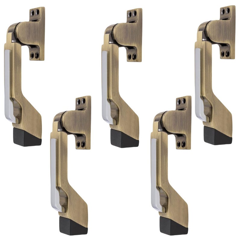 Atom Door Stopper | Kickdown Door Stop with One Touch | Adjustable Height & Rubber Tip 1.5 Inches, Door Stops (Brass Antique Finish, DS002), Pack of 5 - Image 3