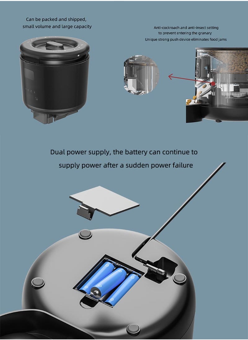 Kidle - 4L Automatic Cat Feeder Cat Food Dispenser Pet Feeding Machine for Medium And Small Pets - Image 1