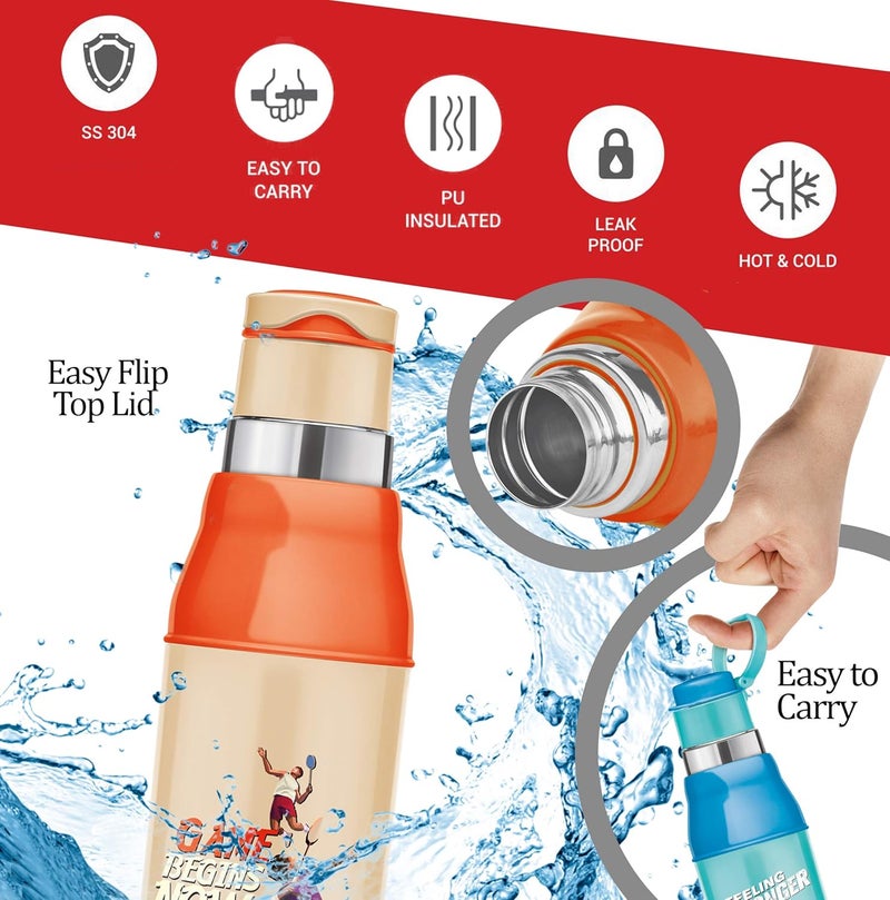 Milton Milton Kool Steelight 900 Insulated School Kids Bottle with Inner Steel, 660 ml, Ivory - Image 2