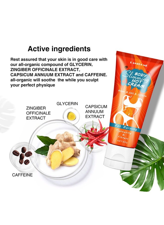 Lanthome Body Slimming Hot Cream- for Weight Losing Treatment Shaping Waist Thigh Leg 60g  - Image 2