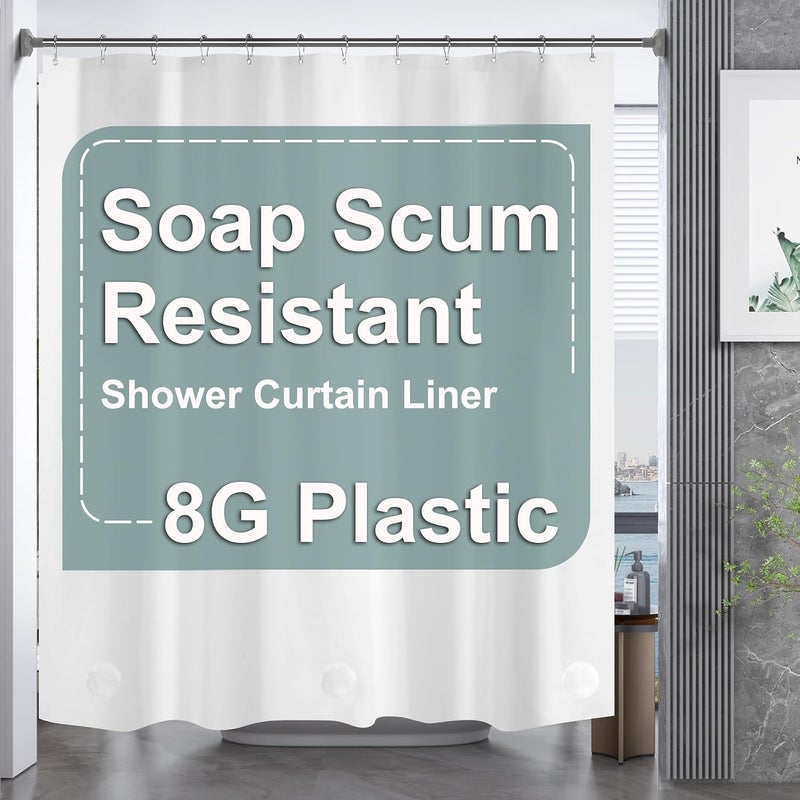 AmazerBath Soap Scum Resistant Shower Curtain Liner - 70" W x 72" H - 8G Plastic - Image 1