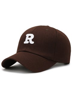 R logo big head circumference baseball hat men and women ins new students Spring and Autumn face small Korean version hard top short edge cap Coffee