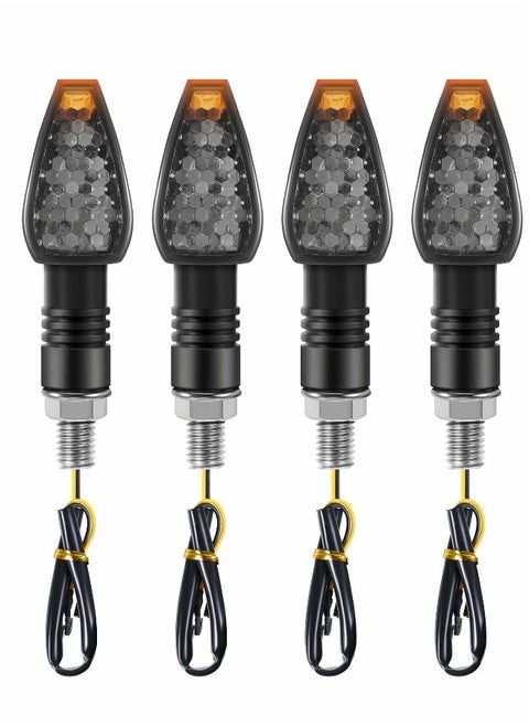 Universal 12V Motorcycle LED Turn Signal Lights - 4 Pcs Amber Mini Indicator Blinker for Front & Rear Use