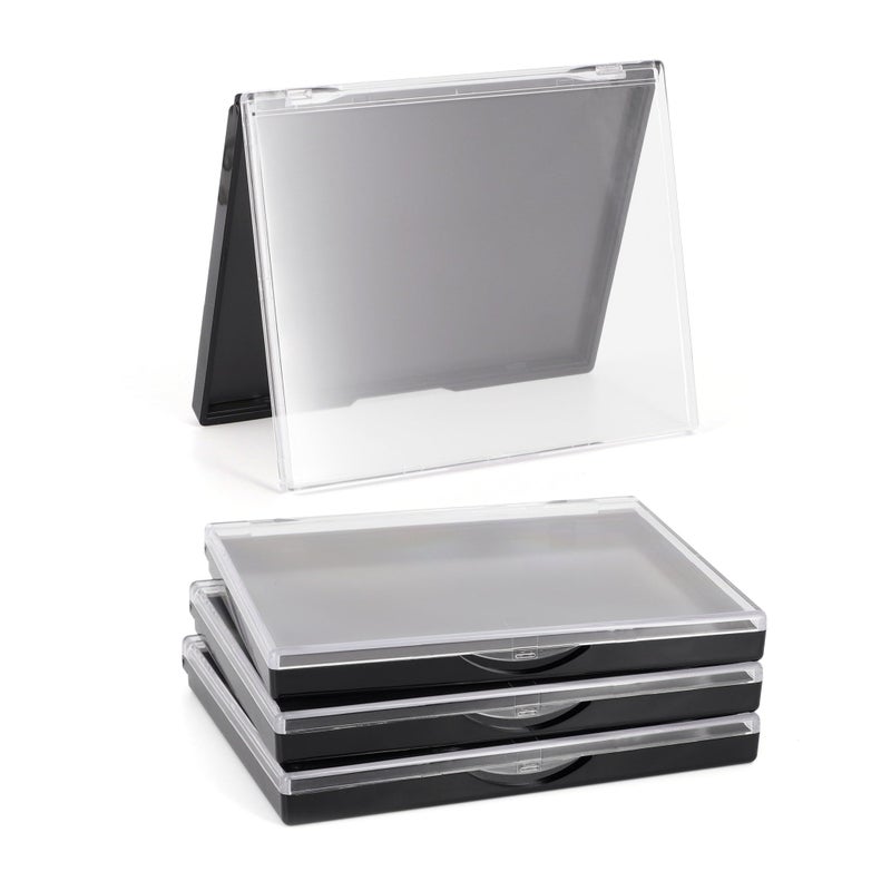 AJLTPA Magnetic Makeup Palette with Clear Top, 3Pack Empty Eyeshadow Pan Dispensing Storage Box with 60Pcs Adhesive Metal Stickers for DIY Cosmetics Lipstick Blush Powder-4.8" x 4"Palette - Image 1