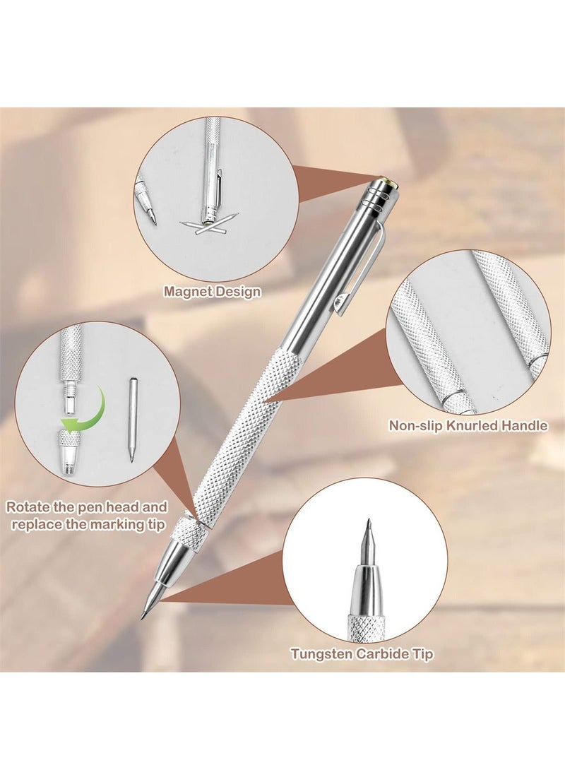 Y&D Tungsten Carbide Tip Scriber, 2 Pack Scriber Marking Tools with Magnet, 12 Replacement Tip, Metal Engraving Pen for Glass / Ceramics Hardened Steel Sheet - Image 5