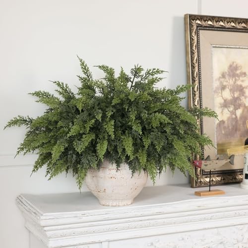 Juxdp Real Touch Christmas Cedar Branches-18 Inches, Artificial Cedar Branch Faux Greenery Plants Stem Fake Pine Picks for Vase DIY Crafts Garland Wreath Xmas Indoor Outdoor Decor (12 Pcs) - Image 3
