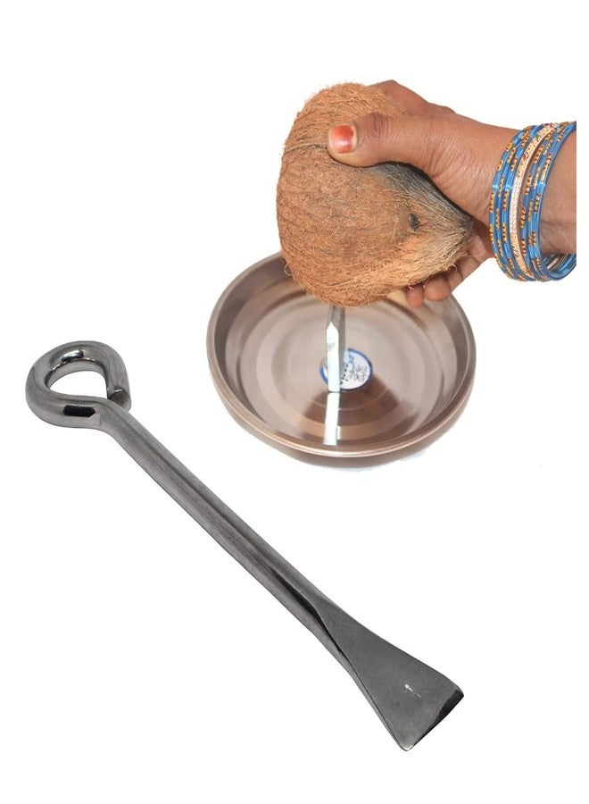 PUTHAK UNEQUETREND Solid Stainless Steel Coconut Breaker with Opener Rod Tool, Set of 2 - Image 1