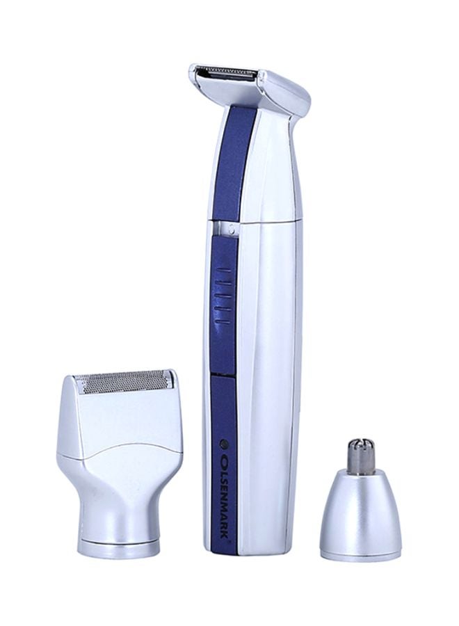 Olsenmark Professional 3-in-1 Men's Grooming Kit, Rechargeable Nose Trimmer, Electric Shaver and Sideburn Trimmer with 3W Power, Compact Cordless Design, Portable Personal Care Tool for Travel and Daily Grooming Blue and Silver - Image 2