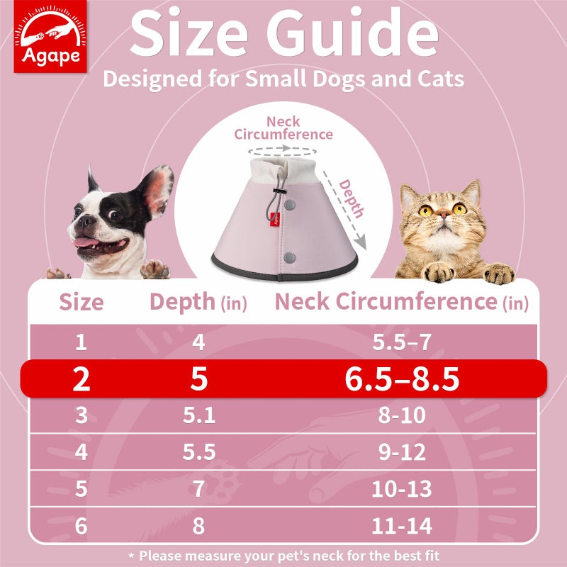 Agape Soft Cone for Cats & Small Dogs, Comfy Pet Cone to Stop Licking, Adjustable Cat E Collar Alternative After Surgery, Protective Elizabethan Collar for Pup & Kitty, Water Repellent Recovery Cone - Image 2