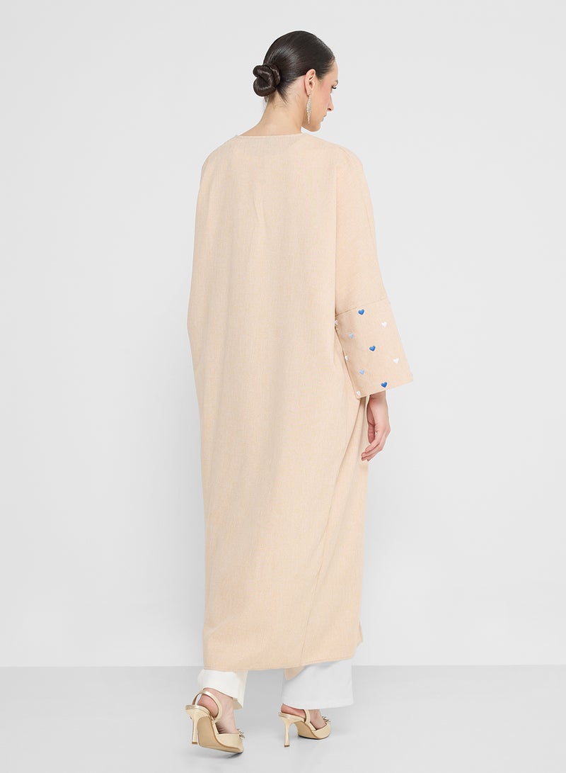 Khizana Abaya With Heart Print Sleeves - Image 2