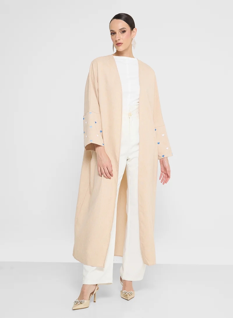 Khizana Abaya With Heart Print Sleeves