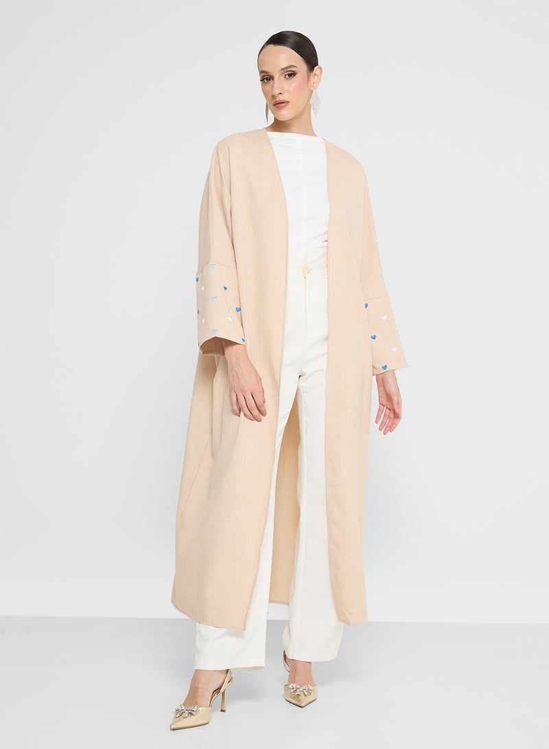 Khizana Abaya With Heart Print Sleeves - Image 1