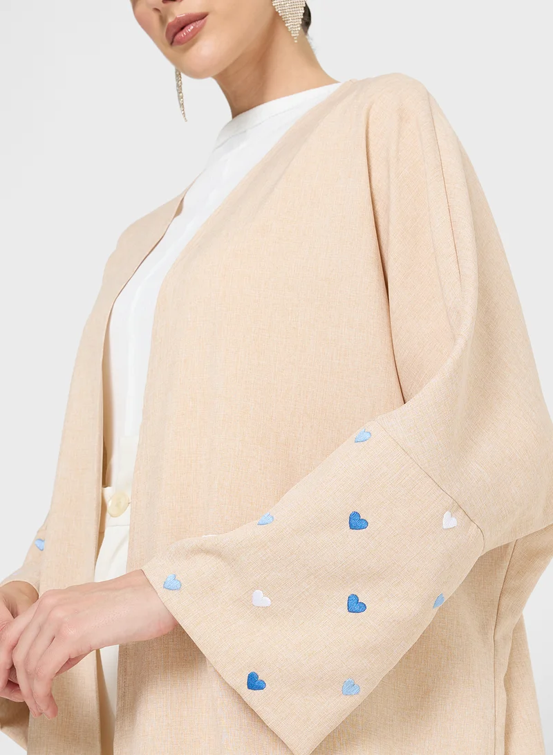 Khizana Abaya With Heart Print Sleeves