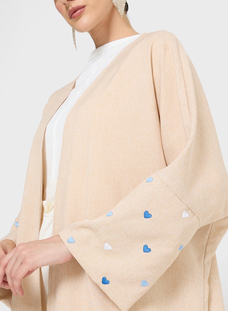 Khizana Abaya With Heart Print Sleeves - Image 3