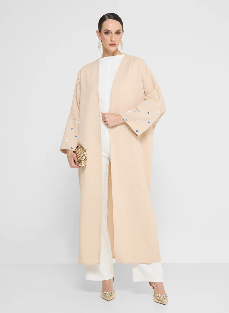 Khizana Abaya With Heart Print Sleeves