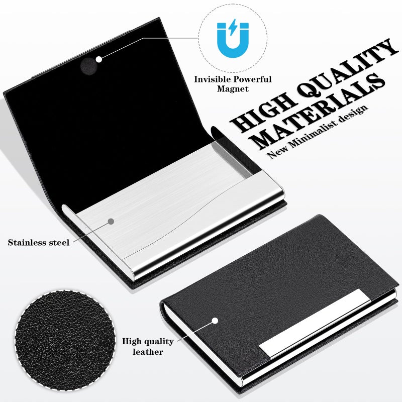 Padike Business Card Holder/ Case Professional PU Leather & Stainless Steel Multi Wallet Credit Card ID Case/Holder for Men & Women. (Black) - Image 2