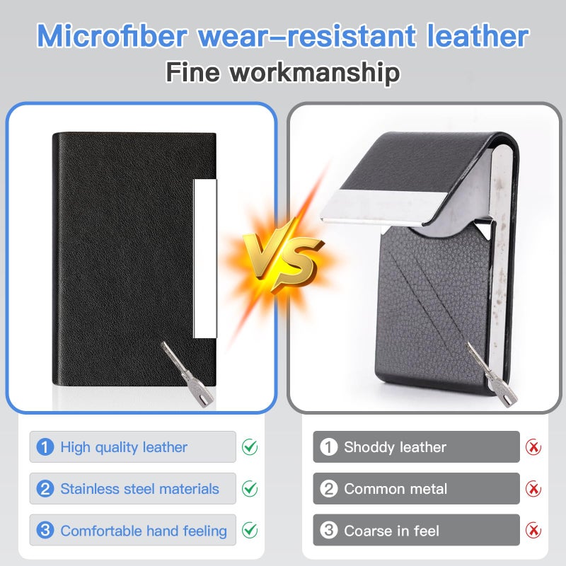 Padike Business Card Holder/ Case Professional PU Leather & Stainless Steel Multi Wallet Credit Card ID Case/Holder for Men & Women. (Black) - Image 5