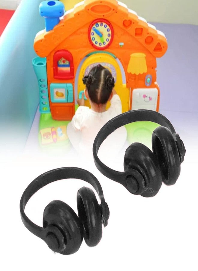 VINGVO Doll Miniature Headphones Model, High Simulation Exquisite Sturdy Plastic Dollhouse Headphones Model for 1/12 Scale Dollhouse (Black) - Image 3