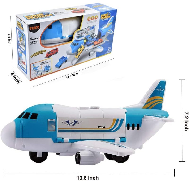 Tuko Transport Cargo Airplane Car Toy Play Set for 3+ Years Old Boys and Girls(Blue) - Image 4