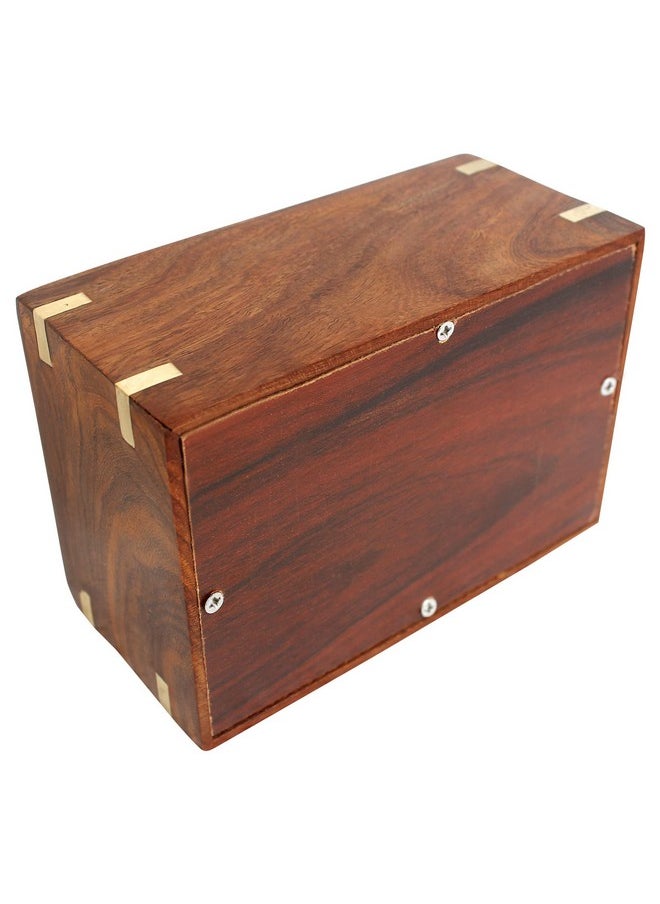 Indian Glance - Rosewood Pet Urn Box  Peaceful Pet Memorial Keepsake Urn For Dogs,Cats (XSmall : 5" X 3" X 2"  15Lbs Or 5Kg) - Image 1