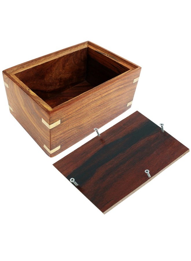 Indian Glance - Rosewood Pet Urn Box  Peaceful Pet Memorial Keepsake Urn For Dogs,Cats (XSmall : 5" X 3" X 2"  15Lbs Or 5Kg) - Image 1