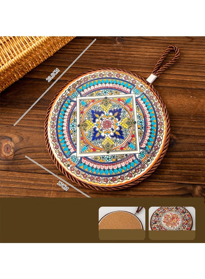 سماوي روك 2 قطعة مستديرة Placemats لجدول الطعام، مقاومة للحرارة مكافحة الشريحة مطبخ طاولة الحصاري 17 * 17 سم - Image 2