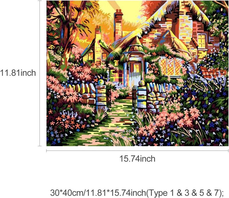 مجموعة رسم زيتي DIY من Juqrelith، قماش مقاس 12x16 بوصة، نمط منازل شارعية، رسم حسب الأرقام للبالغين والأطفال - حرفة إبداعية مريحة، سهلة الاستخدام، هدية مثالية لتزيين الجدران المنزلية (النوع 7) - Image 4