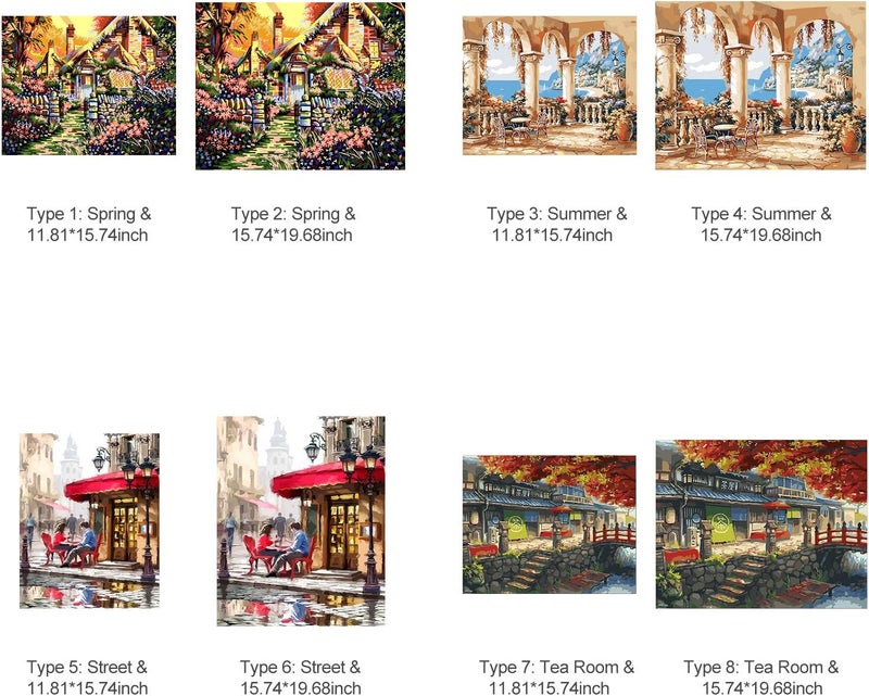 مجموعة رسم زيتي DIY من Juqrelith، قماش مقاس 12x16 بوصة، نمط منازل شارعية، رسم حسب الأرقام للبالغين والأطفال - حرفة إبداعية مريحة، سهلة الاستخدام، هدية مثالية لتزيين الجدران المنزلية (النوع 7) - Image 3