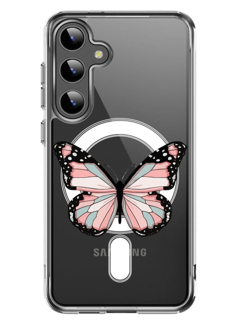 Theodor Magnetic Case for Samsung Galaxy S24 6.2-inch Compatible with MagSafe Wireless Charging, Shockproof Phone Bumper Cover Butterfly-01 - Image 1