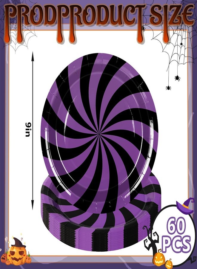 JarThenaAMCS 60Pcs Halloween Paper Plates Candy Lollipop Disposable Plates 9 Inch Candyland Party Tableware for Birthday Holiday Table Decor Supplies, 3 Colors - Image 2